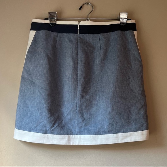 MORINE Comte Marant Mini Skirt Linen Blend Colorblock Blue Pockets Faux Wrap - Picture 6 of 11